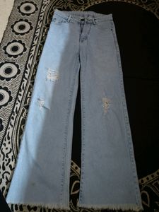 Wide Leg Light Blue Faded Jeans