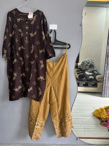 Brown Printed Kurta Set (3xl)