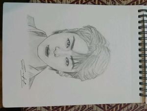 Pencil Portrait Sketch of BTS member Jungkook