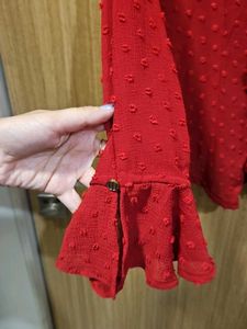 Red Ruffle Blouse