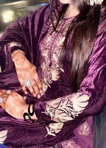 Elegant Purple Embroidered Suit Set