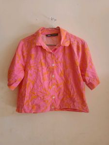 Zara Pink Floral Linen Top