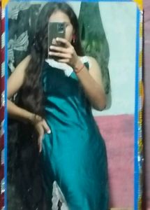 Green Lace Trim Slip Dress