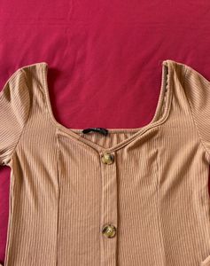 Shein Brown Full Sleeves Top