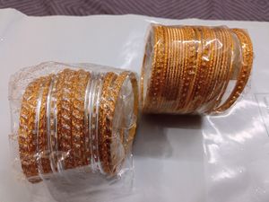 Metal Gold Glitter and Silver shine Chudiya Combo