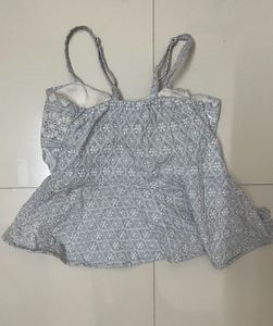 Grey Embroidered Peplum Top