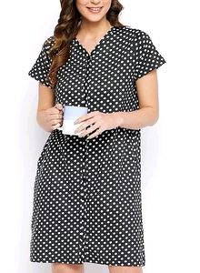 Polka Dot Black  Short Nightdress