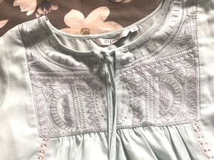 Light Blue Embroidered Top