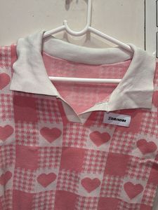 Pink Heart Checkered Crop Top