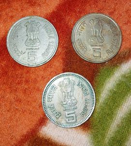 Five Rs Big Indira Gandhi & Jawaharlal Nehru Coin