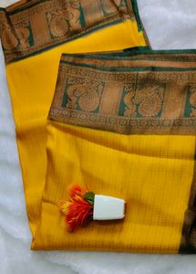 Premium  Varanasi Banarasi Yellow &amp; Green Saree