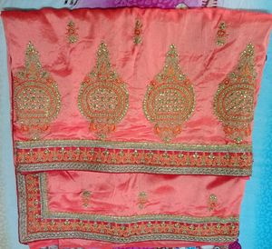 Elegant Peach Embroidered Saree❤️❤️