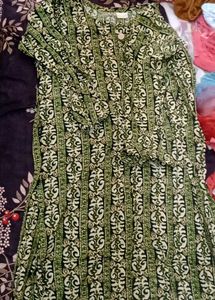 Green Printed Kurta