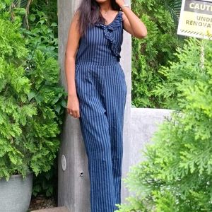 Blue And Black Stripped Pure Cotton Jumpsuit