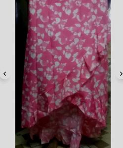 Pink Floral Ruffle Wrap Skirt