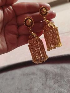 Gold Tone Pearl Drop Earrings