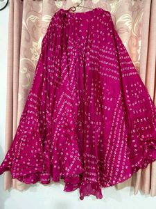 Pink Bandhani Skirt