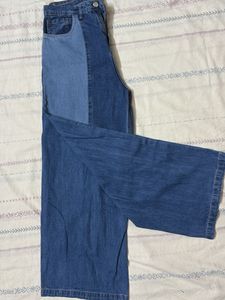 Two-Tone Wide Leg Jeans