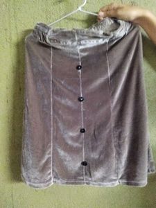 Olive Green Velvet Midi Skirt