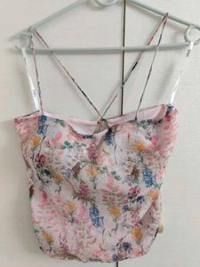MAGRE Floral Print Top with Back Tie Up
