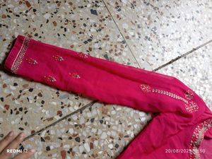 Pink Embroidered Kurti Set