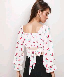 Cherry Print Crop Top