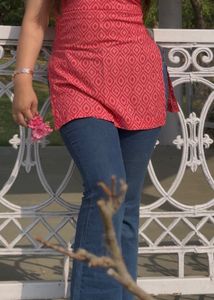 Pink Printed Short Kurti