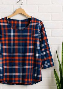 Plaid 3/4 Sleeve Top