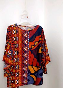 Printed Boho Flared Sleeve Top✨️