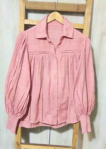 Peach Designer Cotton Shirt Size-42