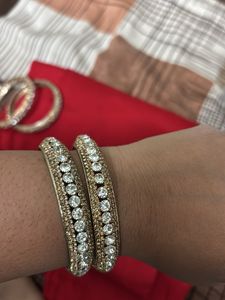 Set of 4 Gold &amp; Crystal Bangles