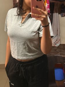 Gray Cropped T-Shirt