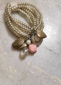 Silver Charm Beaded Bracelet