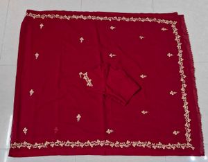 Elegant Red Embroidered Saree