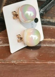 Oversized Rainbow Pearl Easy Back Closure Earrings