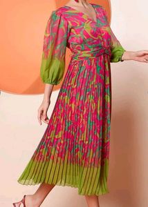 Pink &amp; Green Floral Midi Dress