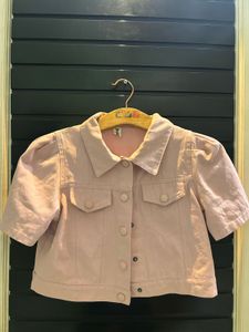 Cute Pink Cropped Denim Jacket