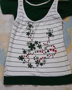 fancy green and white top