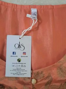 Diwali Peach Printed Kurta With Pocket and Zip