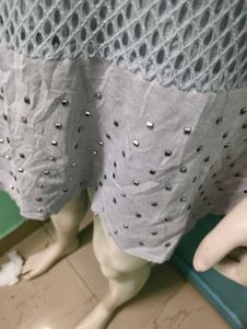 Embellished Laced Grey Dress