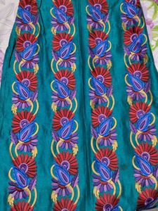 🎀Stunning Teal Kurti with Multicolor Embroidery
