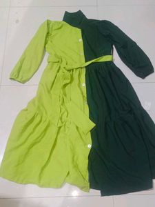 Two-Tone Midi Shirt Dress