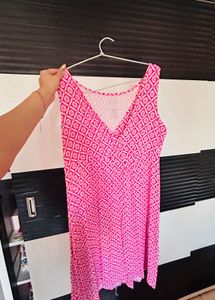 Pink Patterned Sleeveless Dress