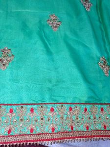 Exquisite Sea Green Designer Saree