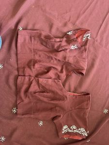 Maroon saree  with Embroidery