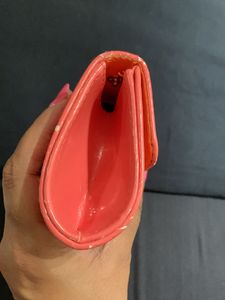 Coral Patent Leather Clutch