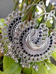 Elegant Silver Oxidized Jhumka Earrings
