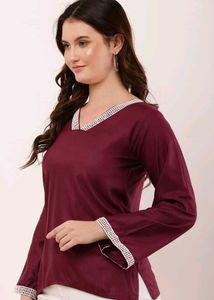 Burgundy V-Neck Top