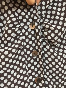 Chic Polka Dot Midi Shirt Dress