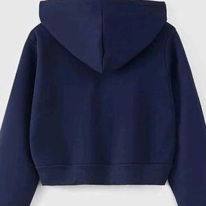 Navy Blue Cropped Hoodie